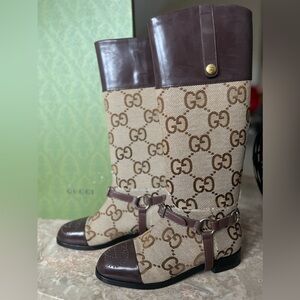 Gucci Monogram jumbo GG riding boot